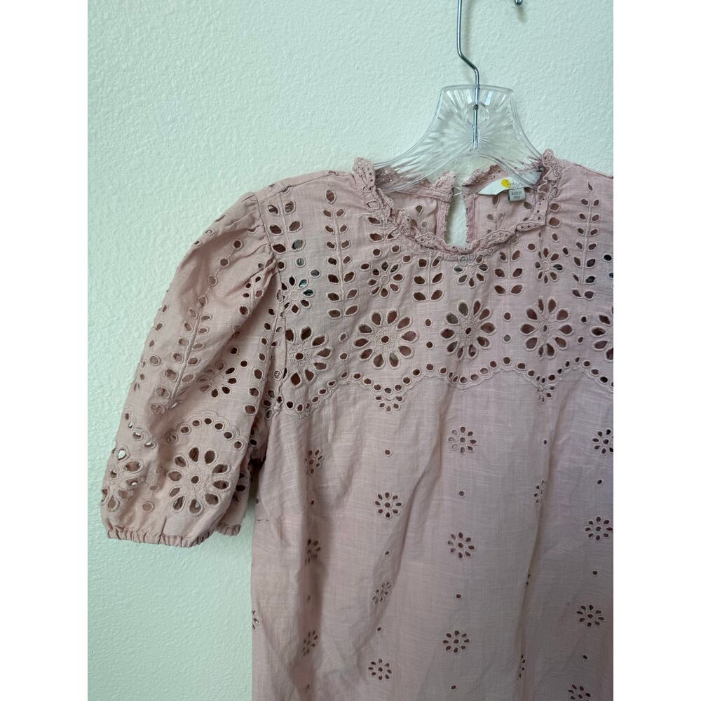 Boden Altheda Borderie Eyelet Boho Pink Top Size 2 - Picture 3 of 6